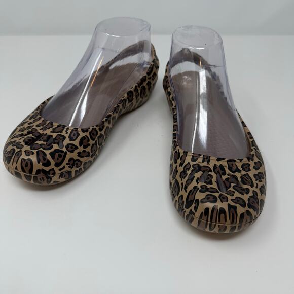 Crocs Ballet Flats Womens 6 Kadee Leopard Print Lightweight Slingback Shoes - Picture 3 of 11